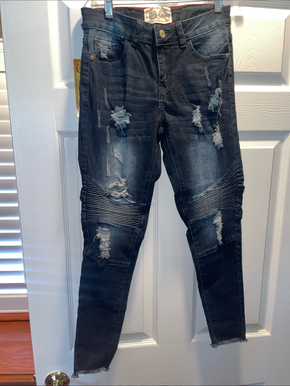 L&B Black Distressed Biker Skinny Jeans